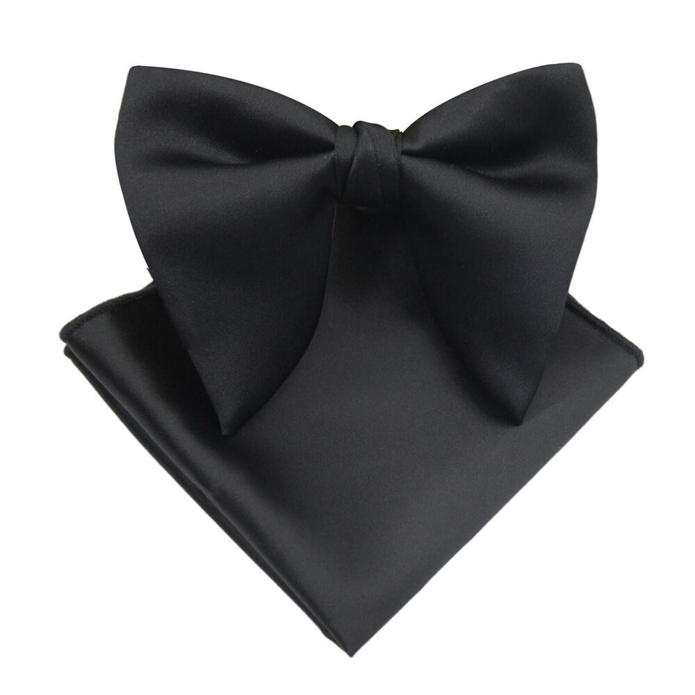 1710 Bow Ties , Pre-tied Adjustable Oversize Bowties and Pocket Square Set
